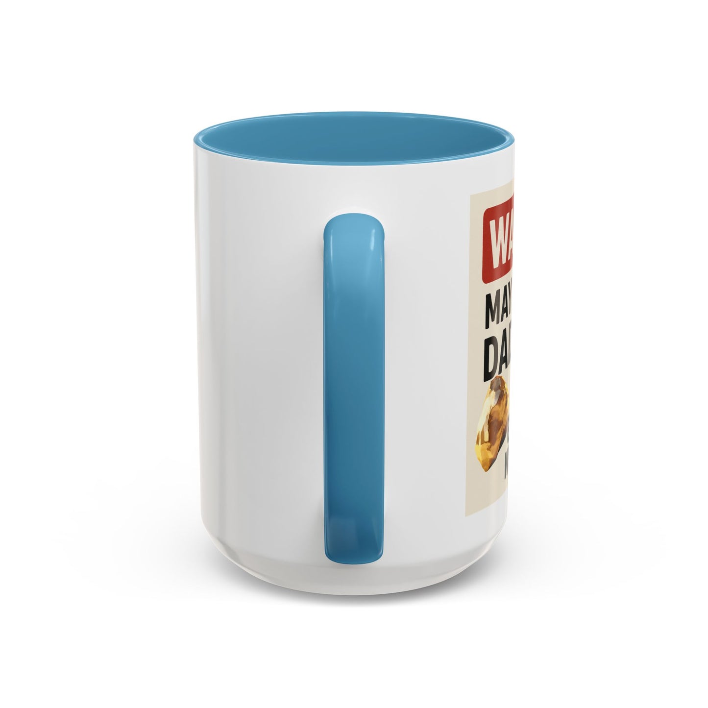 Warning: May Contain Dad Jokes & Golden Nuggets” – Accent Coffee Mug (11, 15oz) for Legendary Dads