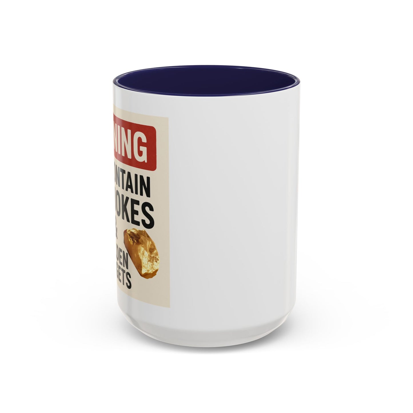 Warning: May Contain Dad Jokes & Golden Nuggets” – Accent Coffee Mug (11, 15oz) for Legendary Dads