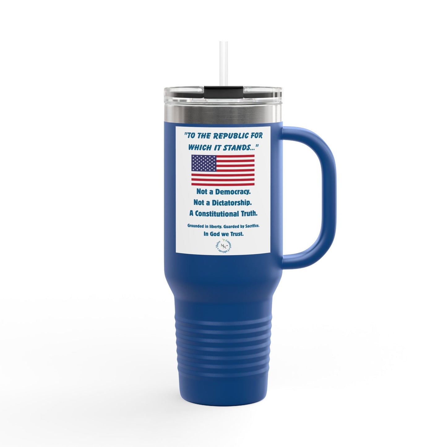 Patriotic Insulated Travel Mug, 40oz - Freedom Drinkware, Gift for Patriots & Conservatives, 4th of July, Election Day, Travel Enthusiasts