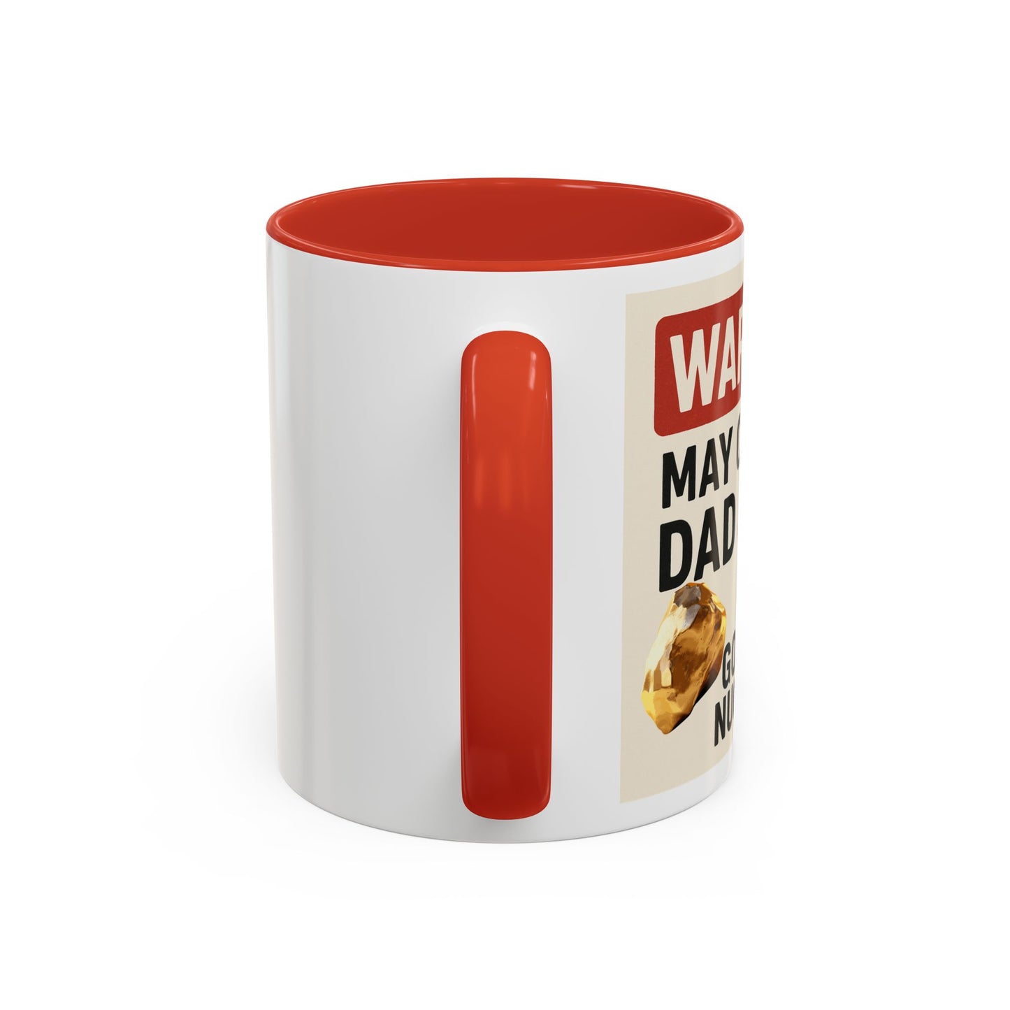 Warning: May Contain Dad Jokes & Golden Nuggets” – Accent Coffee Mug (11, 15oz) for Legendary Dads