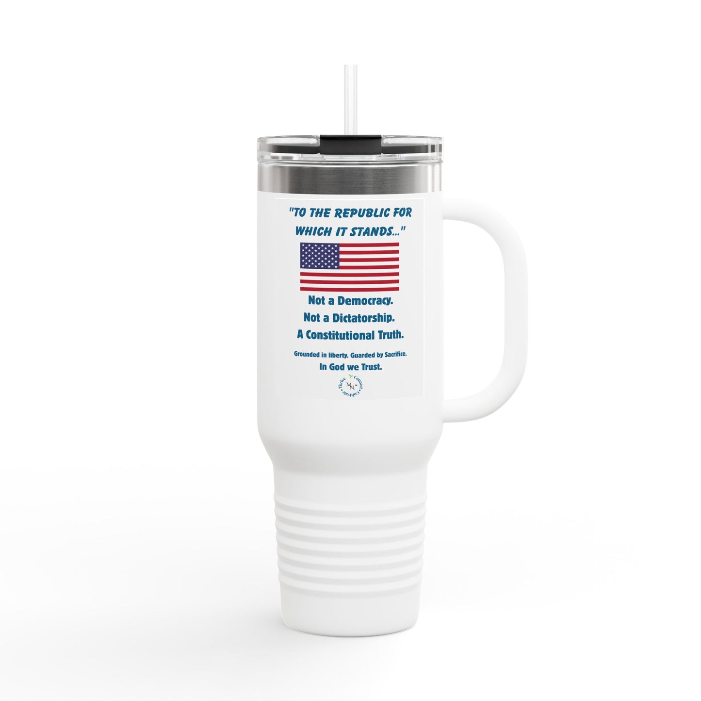 Patriotic Insulated Travel Mug, 40oz - Freedom Drinkware, Gift for Patriots & Conservatives, 4th of July, Election Day, Travel Enthusiasts