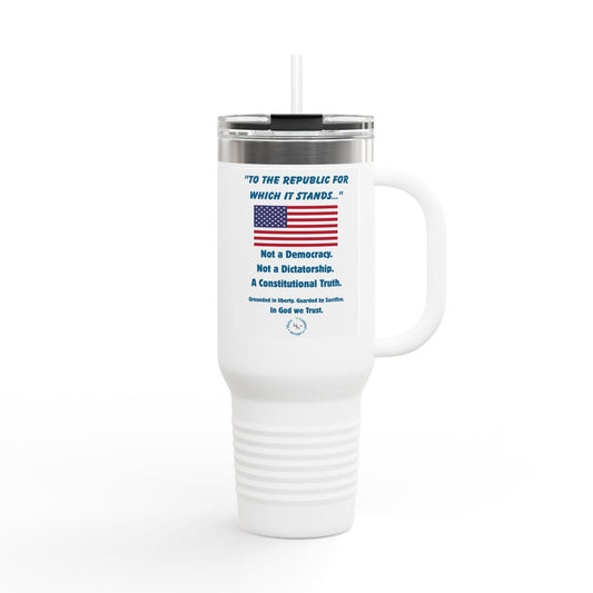 Patriotic Insulated Travel Mug, 40oz - Freedom Drinkware, Gift for Patriots & Conservatives, 4th of July, Election Day, Travel Enthusiasts
