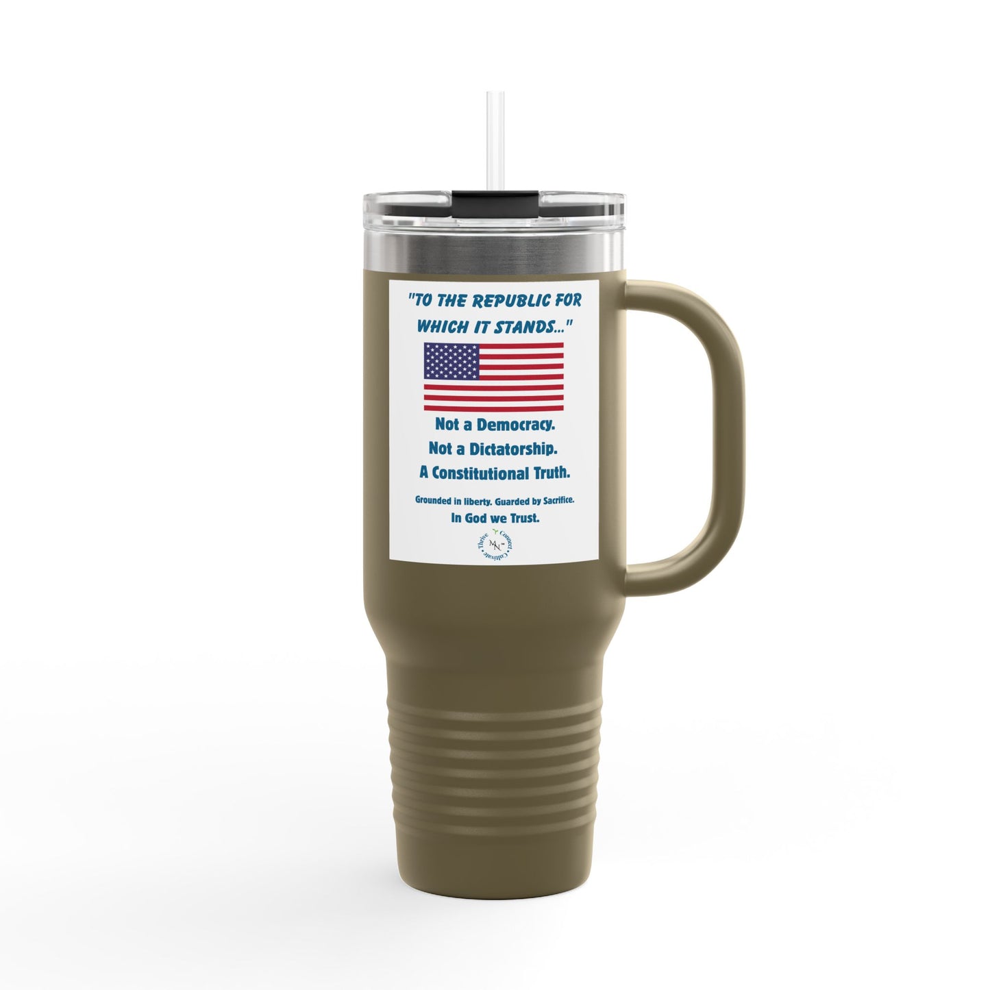 Patriotic Insulated Travel Mug, 40oz - Freedom Drinkware, Gift for Patriots & Conservatives, 4th of July, Election Day, Travel Enthusiasts