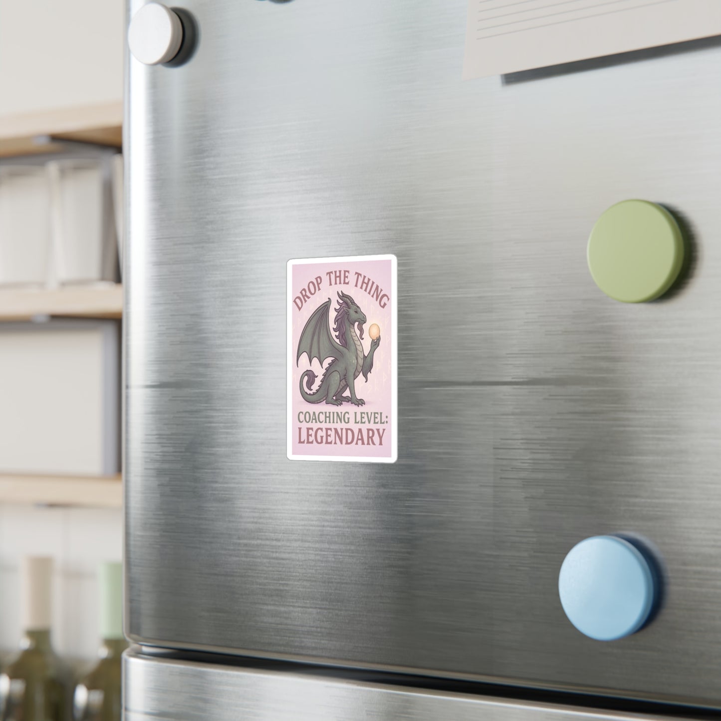 Touched & Empowered™ Leveled Up to Legendary Dragon Vinyl Decal Drop the Thing — Motivational Sticker, Inspirational Office Decor, Fantasy-Inspired Gift for Coaches & Dragon Masters Who Love Roleplay