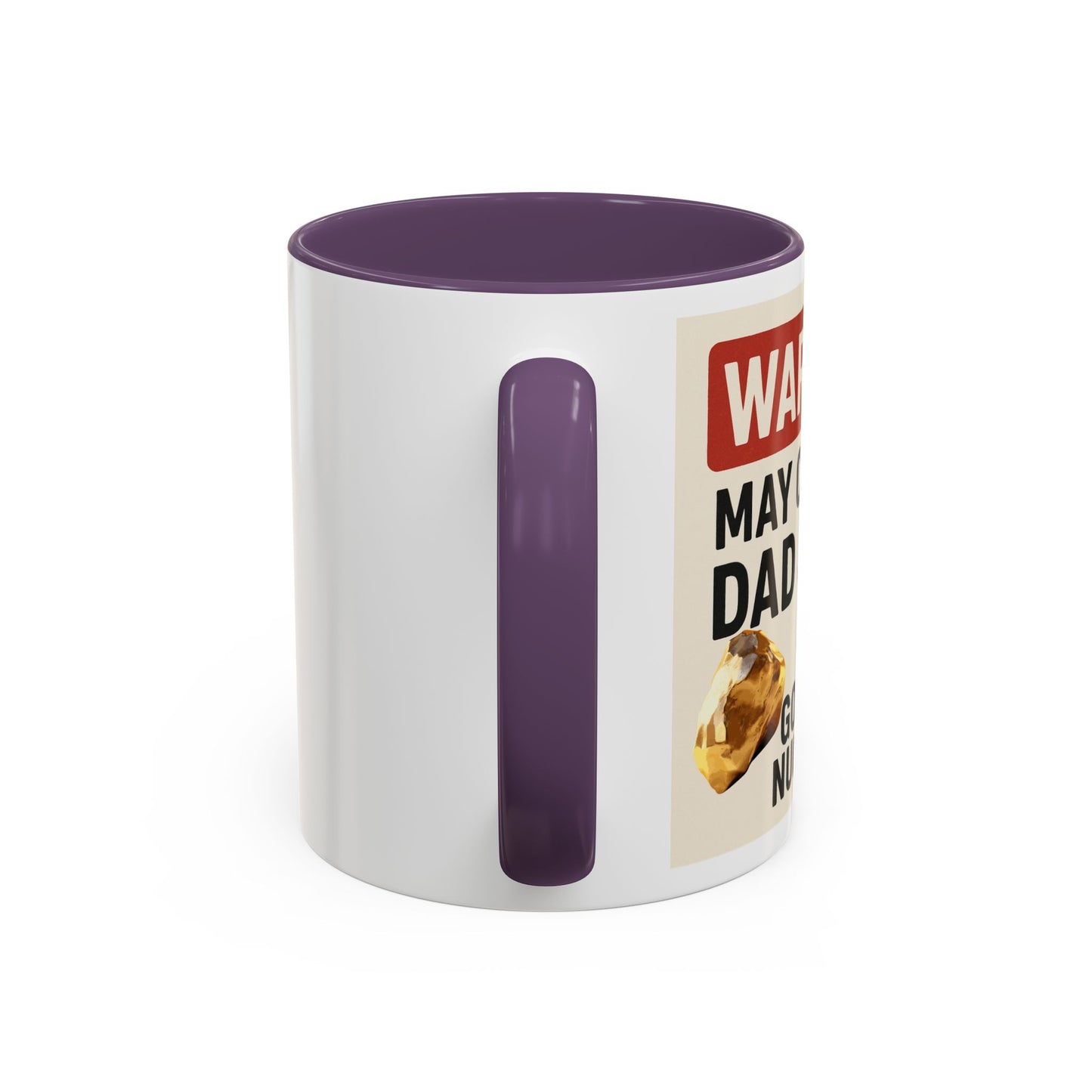Warning: May Contain Dad Jokes & Golden Nuggets” – Accent Coffee Mug (11, 15oz) for Legendary Dads