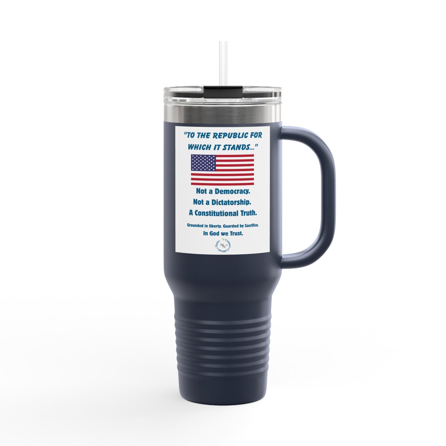 Patriotic Insulated Travel Mug, 40oz - Freedom Drinkware, Gift for Patriots & Conservatives, 4th of July, Election Day, Travel Enthusiasts