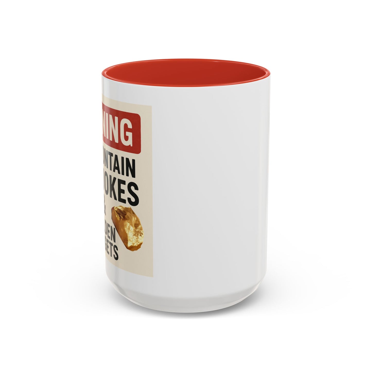 Warning: May Contain Dad Jokes & Golden Nuggets” – Accent Coffee Mug (11, 15oz) for Legendary Dads