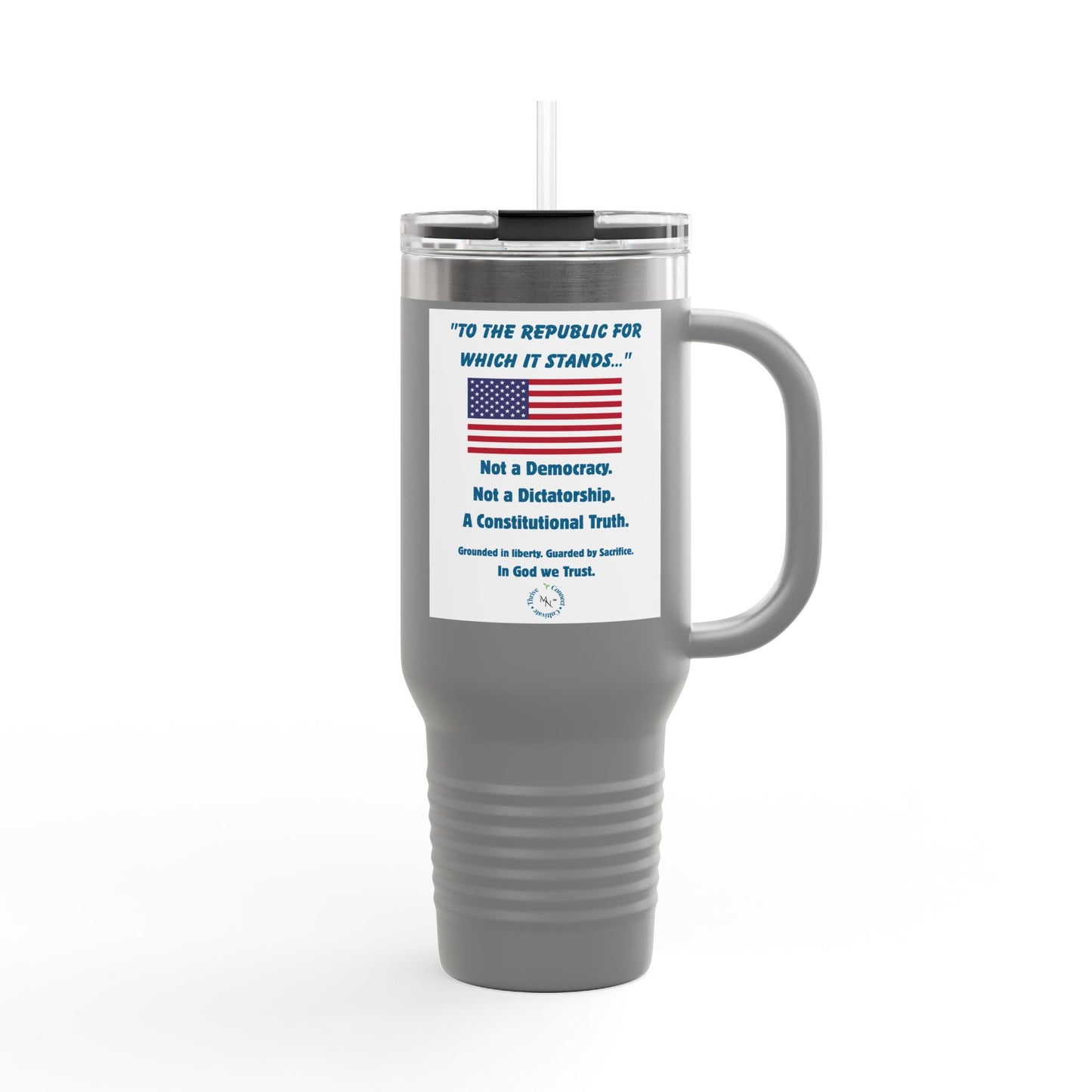 Patriotic Insulated Travel Mug, 40oz - Freedom Drinkware, Gift for Patriots & Conservatives, 4th of July, Election Day, Travel Enthusiasts