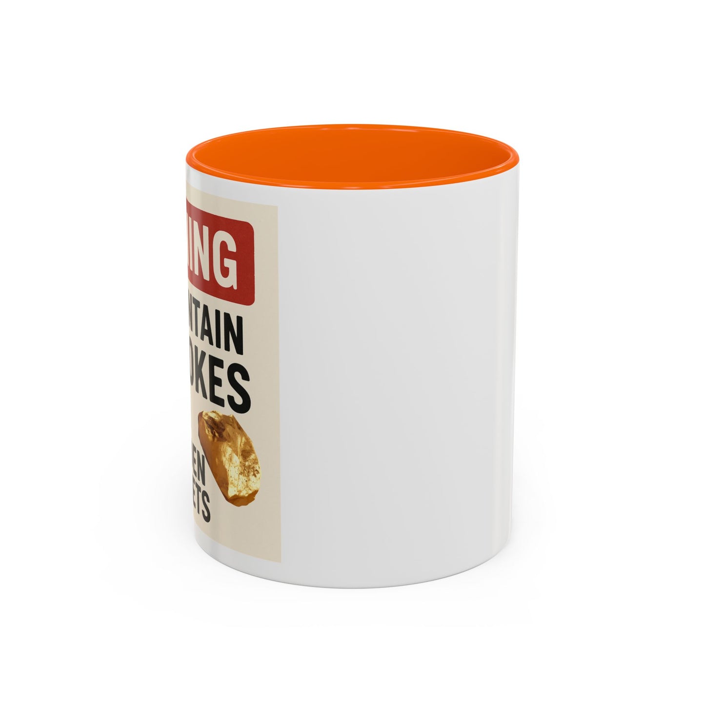 Warning: May Contain Dad Jokes & Golden Nuggets” – Accent Coffee Mug (11, 15oz) for Legendary Dads