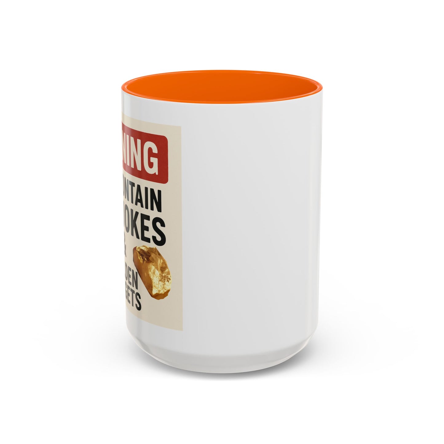 Warning: May Contain Dad Jokes & Golden Nuggets” – Accent Coffee Mug (11, 15oz) for Legendary Dads