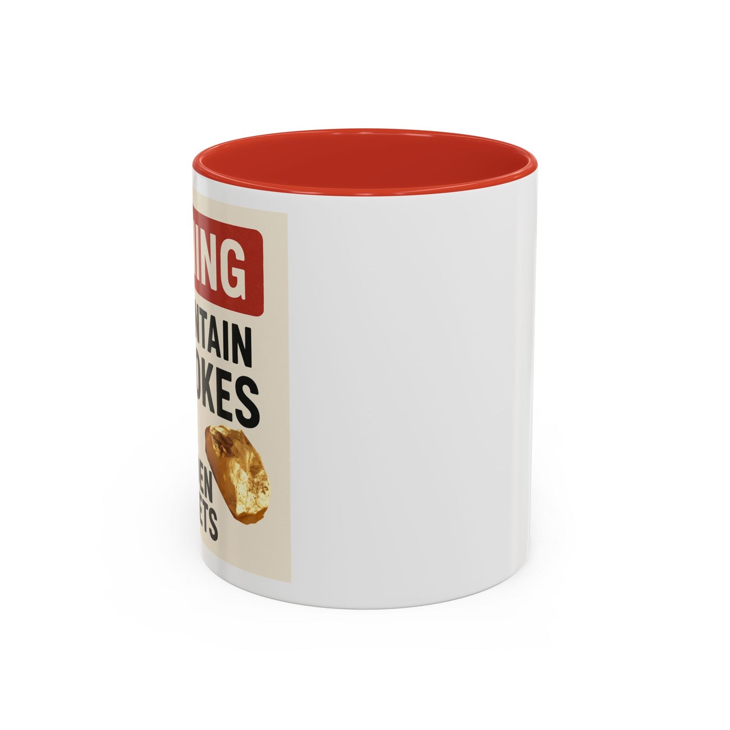 Warning: May Contain Dad Jokes & Golden Nuggets” – Accent Coffee Mug (11, 15oz) for Legendary Dads