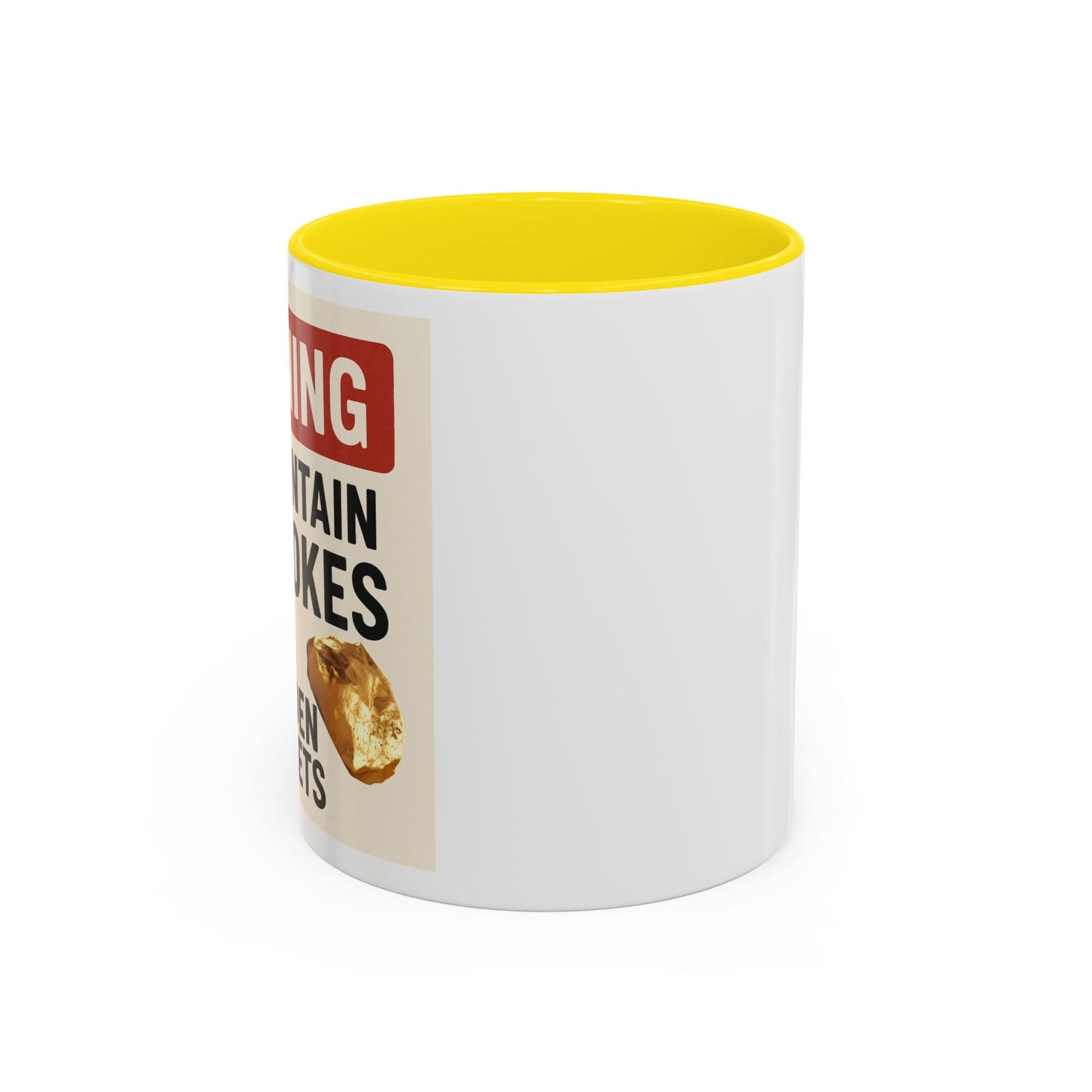Warning: May Contain Dad Jokes & Golden Nuggets” – Accent Coffee Mug (11, 15oz) for Legendary Dads