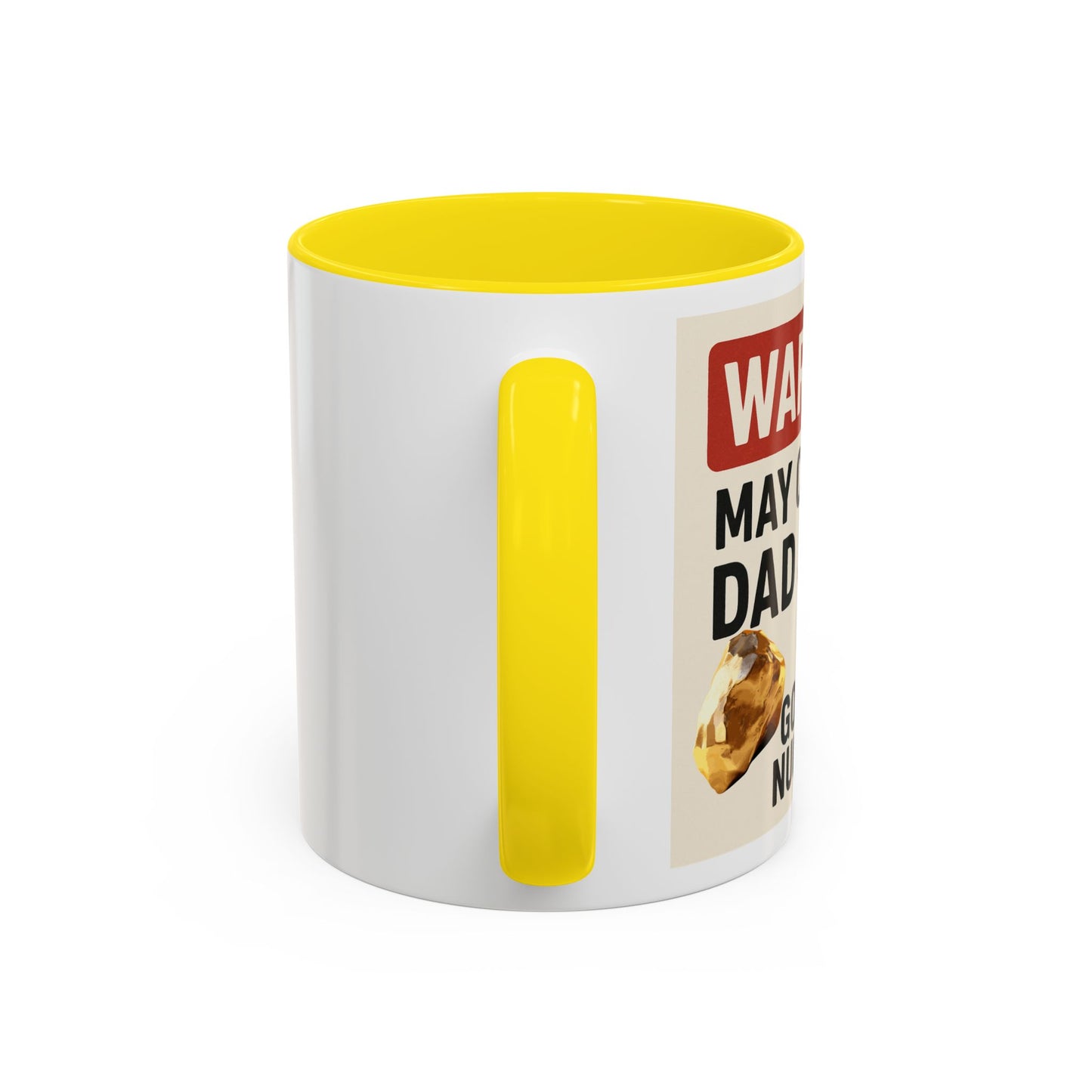 Warning: May Contain Dad Jokes & Golden Nuggets” – Accent Coffee Mug (11, 15oz) for Legendary Dads