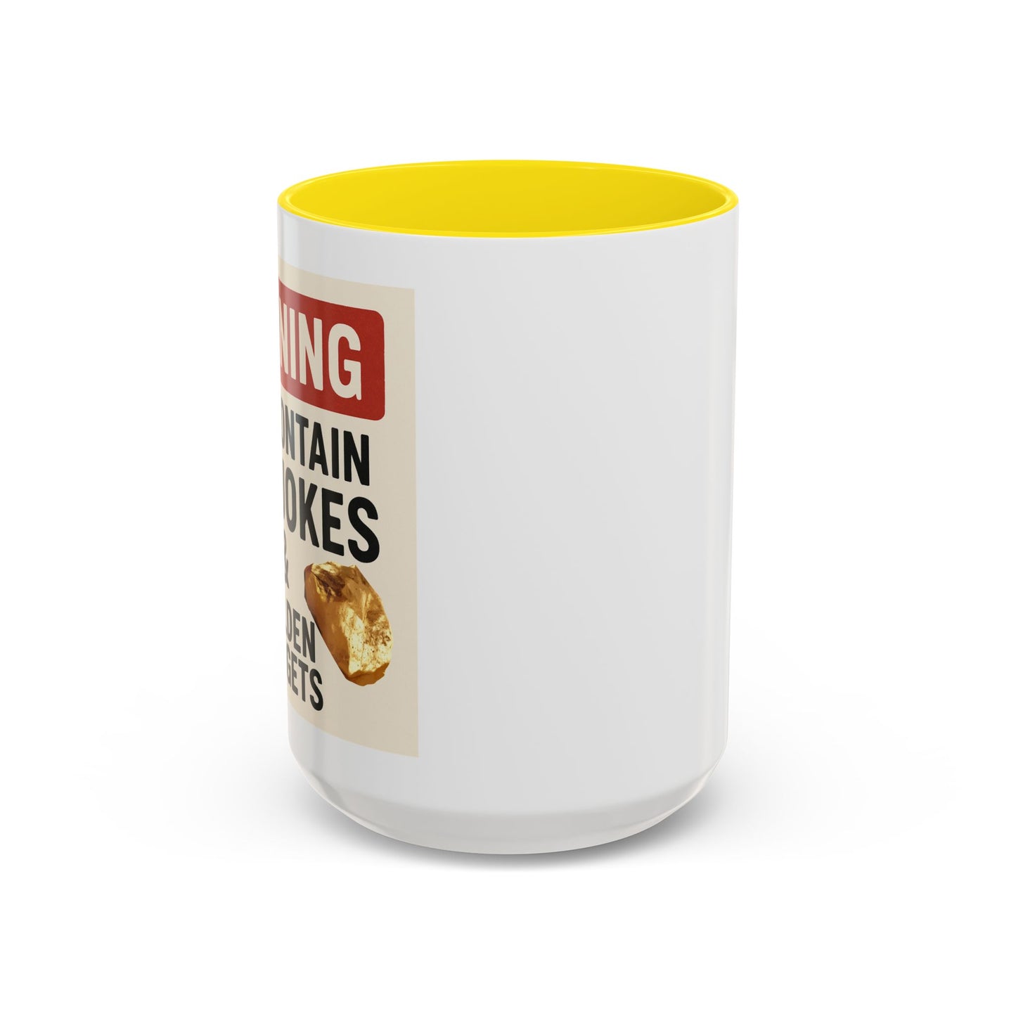 Warning: May Contain Dad Jokes & Golden Nuggets” – Accent Coffee Mug (11, 15oz) for Legendary Dads