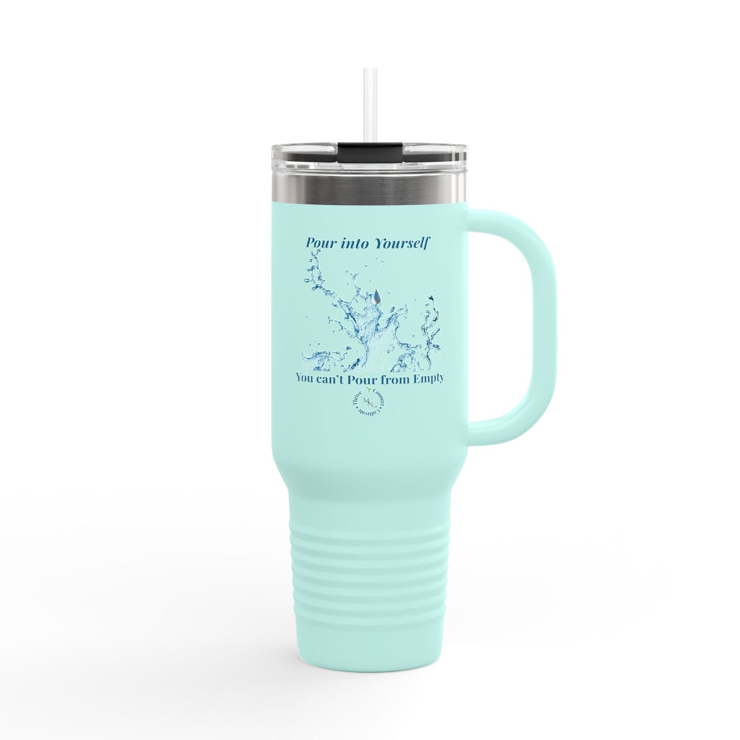 Mindful Nuggets™ Edition “Pour Into Yourself” Insulated Travel Mug, 40oz - Inspirational Coffee Cup, Water Bottle, Tumblers for Home, Work, Travel, Gifts