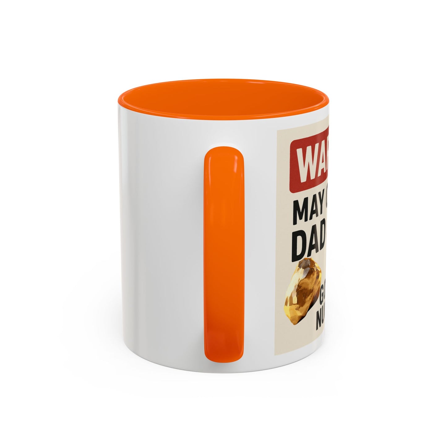 Warning: May Contain Dad Jokes & Golden Nuggets” – Accent Coffee Mug (11, 15oz) for Legendary Dads
